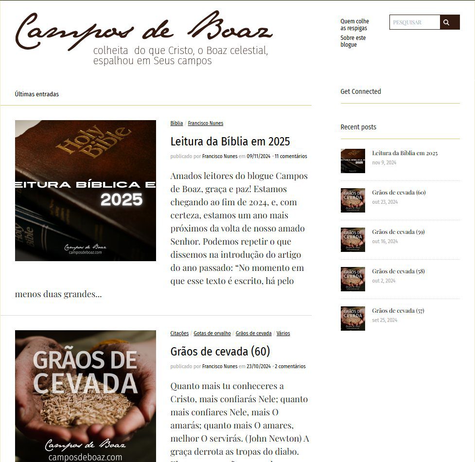 Link: screenshot of the "Campos de Boaz" website homepage"